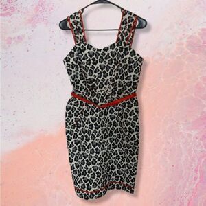 Anthropologie Yoana Baraschi Leopard Print Wiggle Midi Dress sz 6